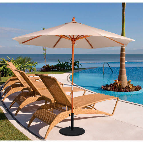 Hunter Green Olefin Wood Market Umbrella N92696