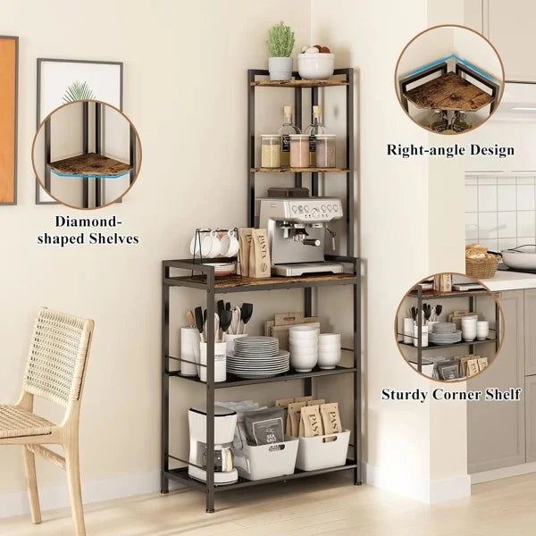 Black 5-Layer Corner Storage Cabinet Bookshelf X92273