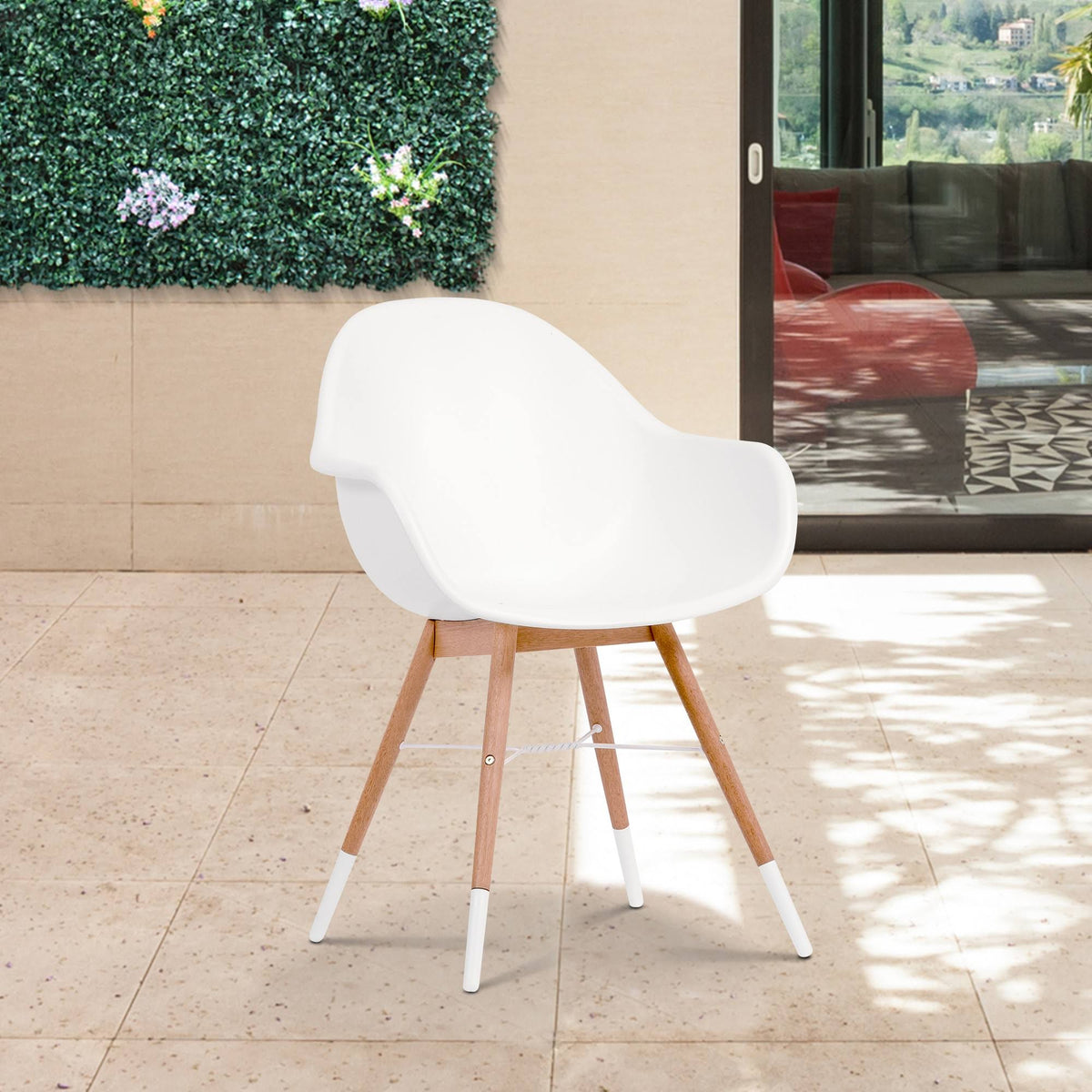 2pc Eucalyptus Patio Dining Armchair Set F21855