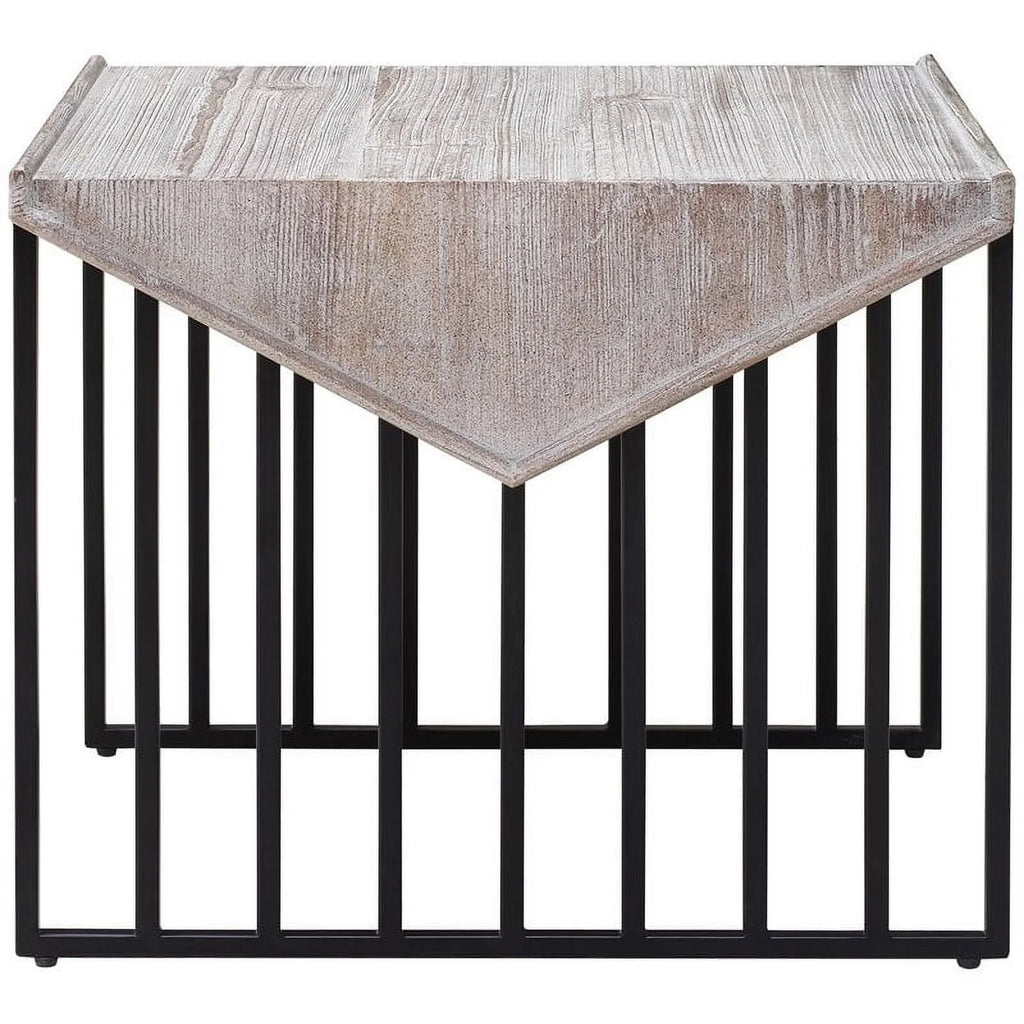 Large Wood Top & Metal Base End Table Set of 2 T6160