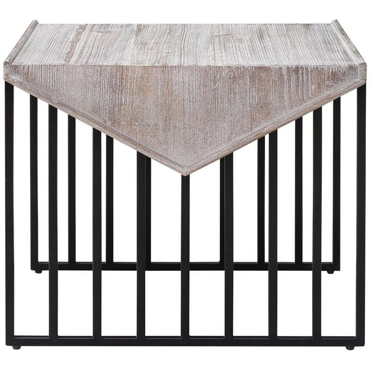 Large Wood Top & Metal Base End Table Set of 2 T6160