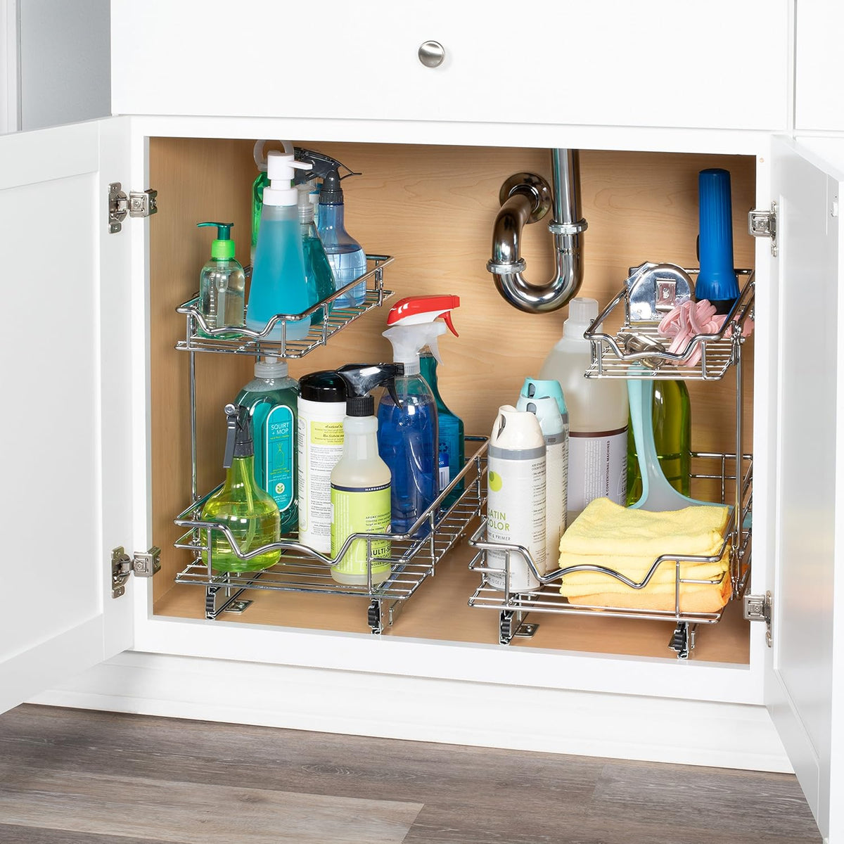 Under Sink Pull-Out Sliding Shelf Organizer, Chrome S723394