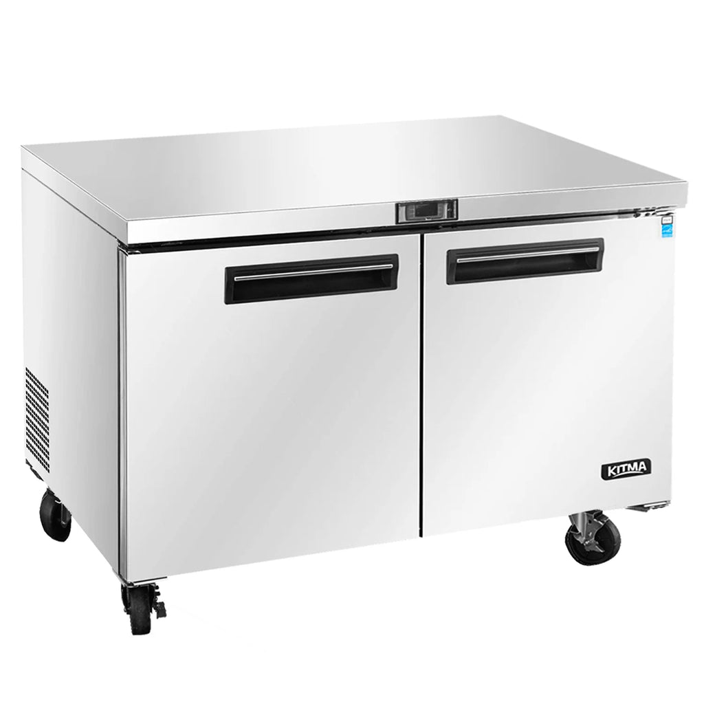 Commercial 2 Door Undercounter Refrigerators, 17 Cu. Ft Side by Side Stainless Steel Worktop Fridge S465