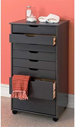 Gray Eight Drawer Wood Rolling Storage Cart O479278
