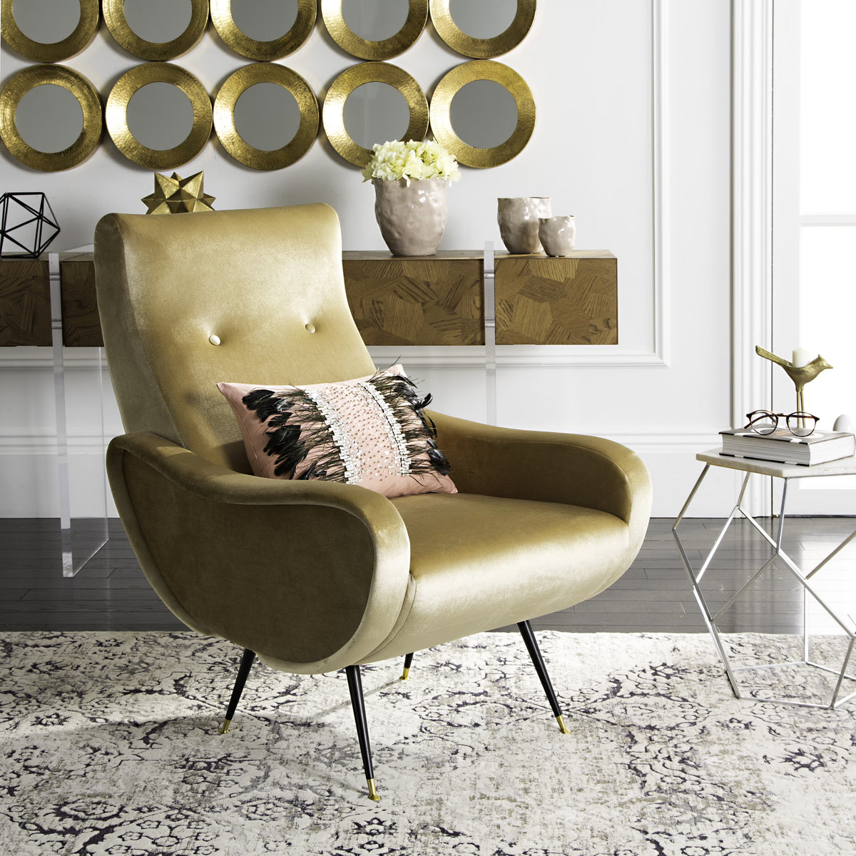 Camel Velvet Accent Chair T970303