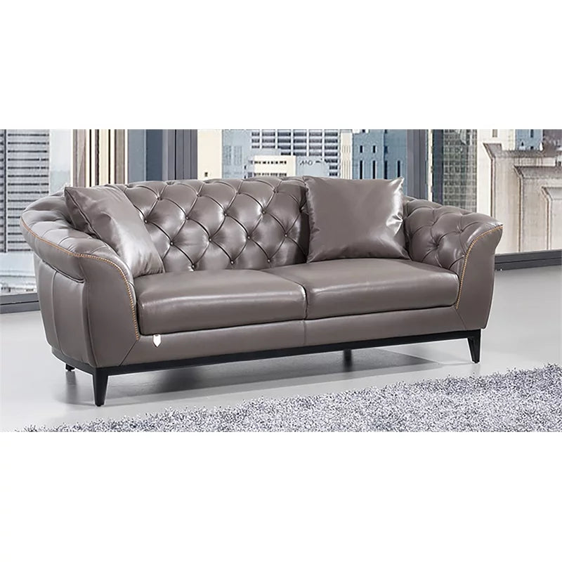 Taupe Brown Italian Aniline Leather Sofa P8054