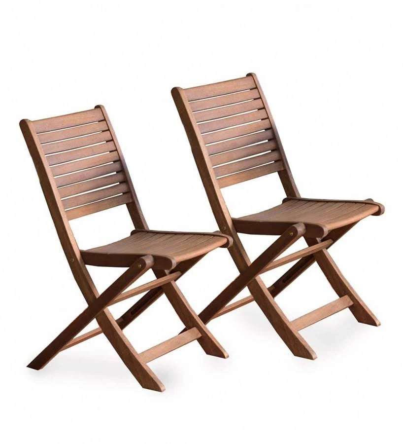 Eucalyptus Folding Bistro Chairs Set of 2 Brown Y909222