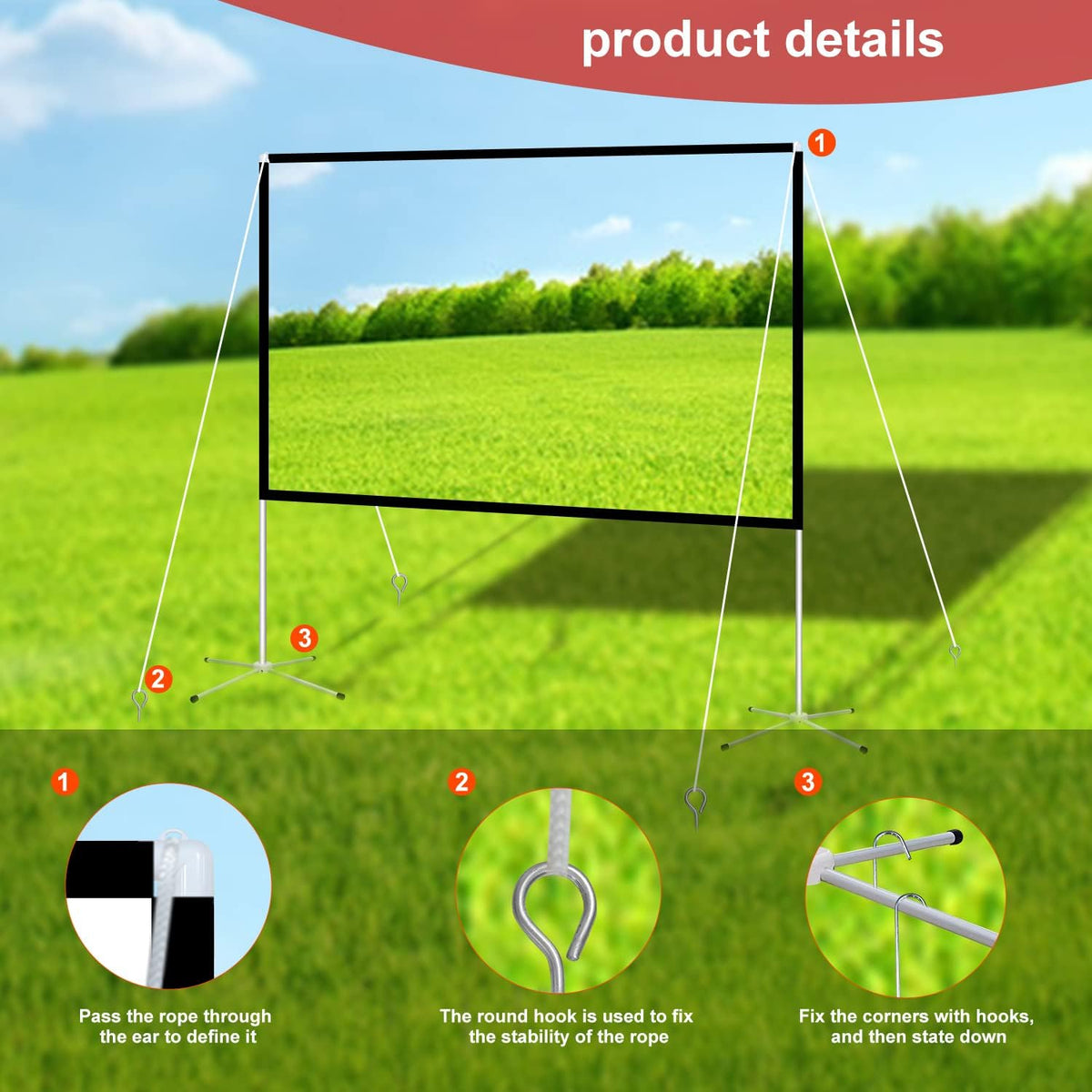 100 Inch Foldable Projector Screen with Stand and Carry Bag N259