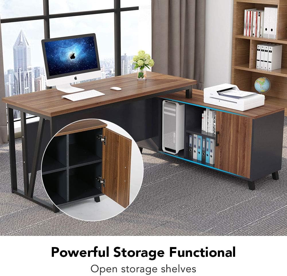 L-Shaped Desk with File Cabinet Storage O93545