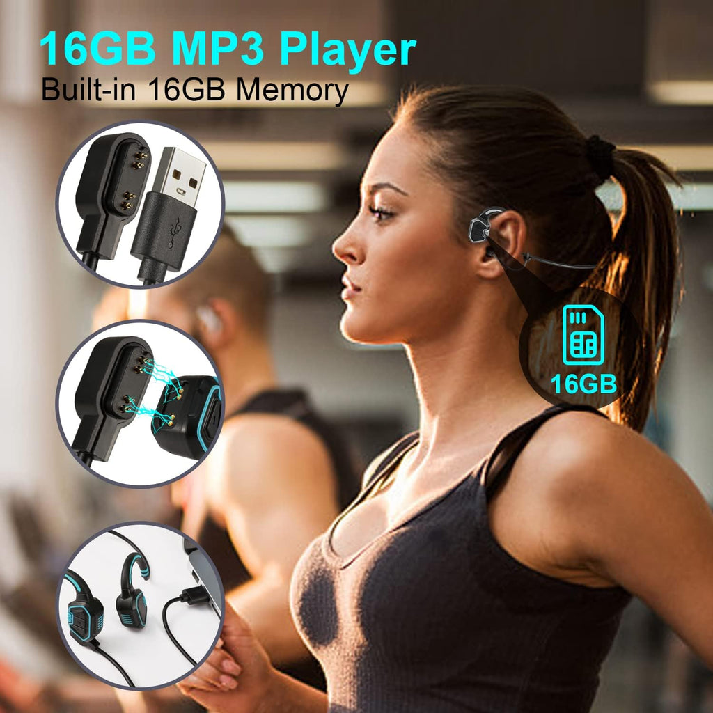 Bone Conduction Waterproof IPX8 Open Ear Headphones with 16G Memory, Pack of 2 G81428