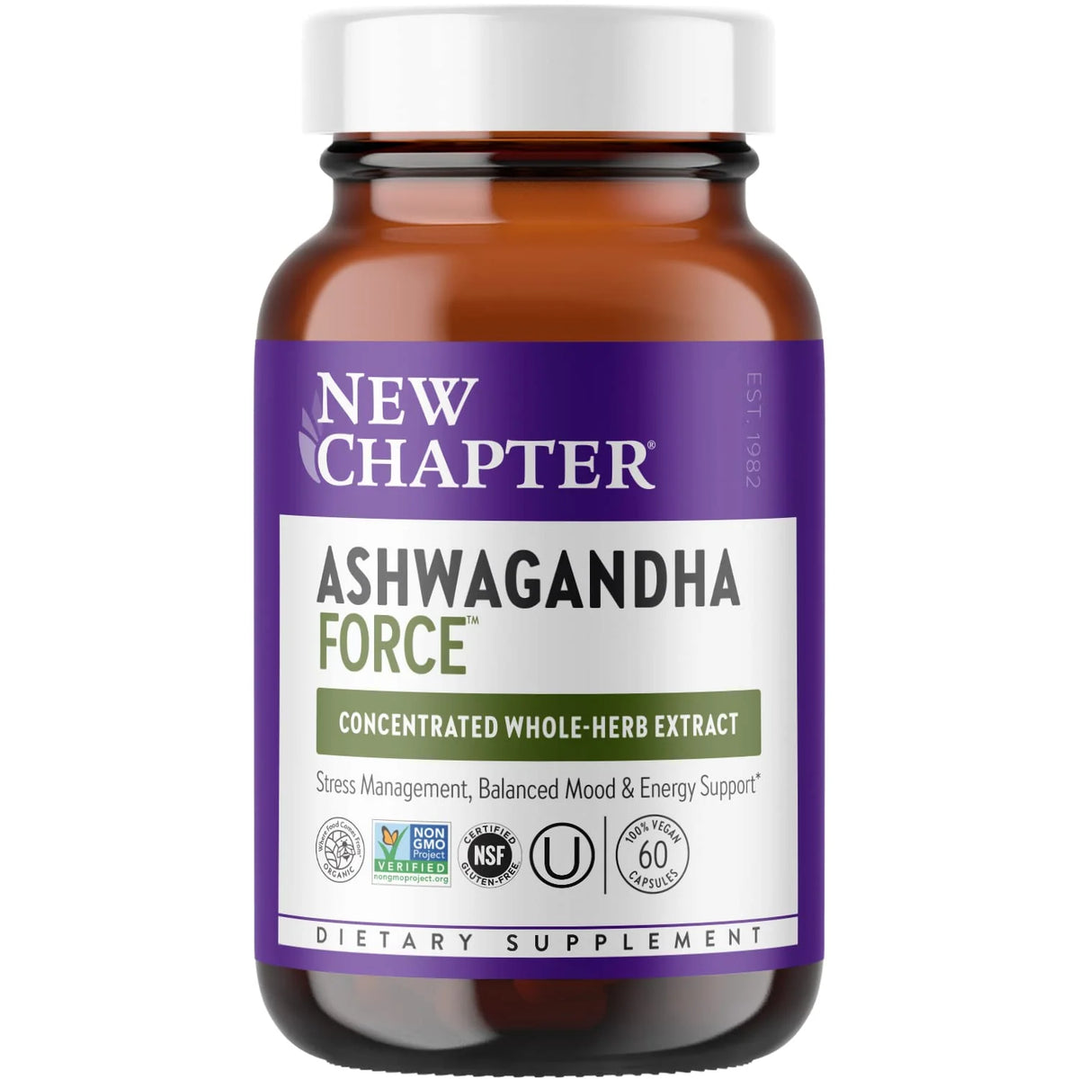 Organic Ashwagandha Supplement, Vegan, 60 Count X31270