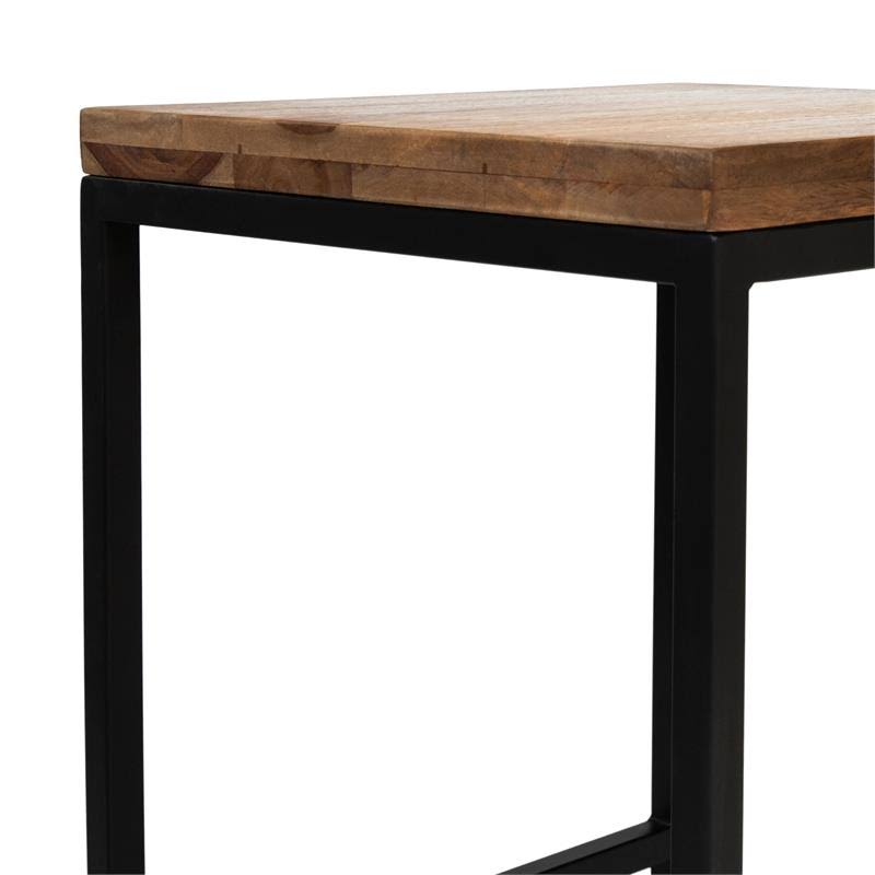 Rustic Metal Square Barstool in Natural Oak X9101