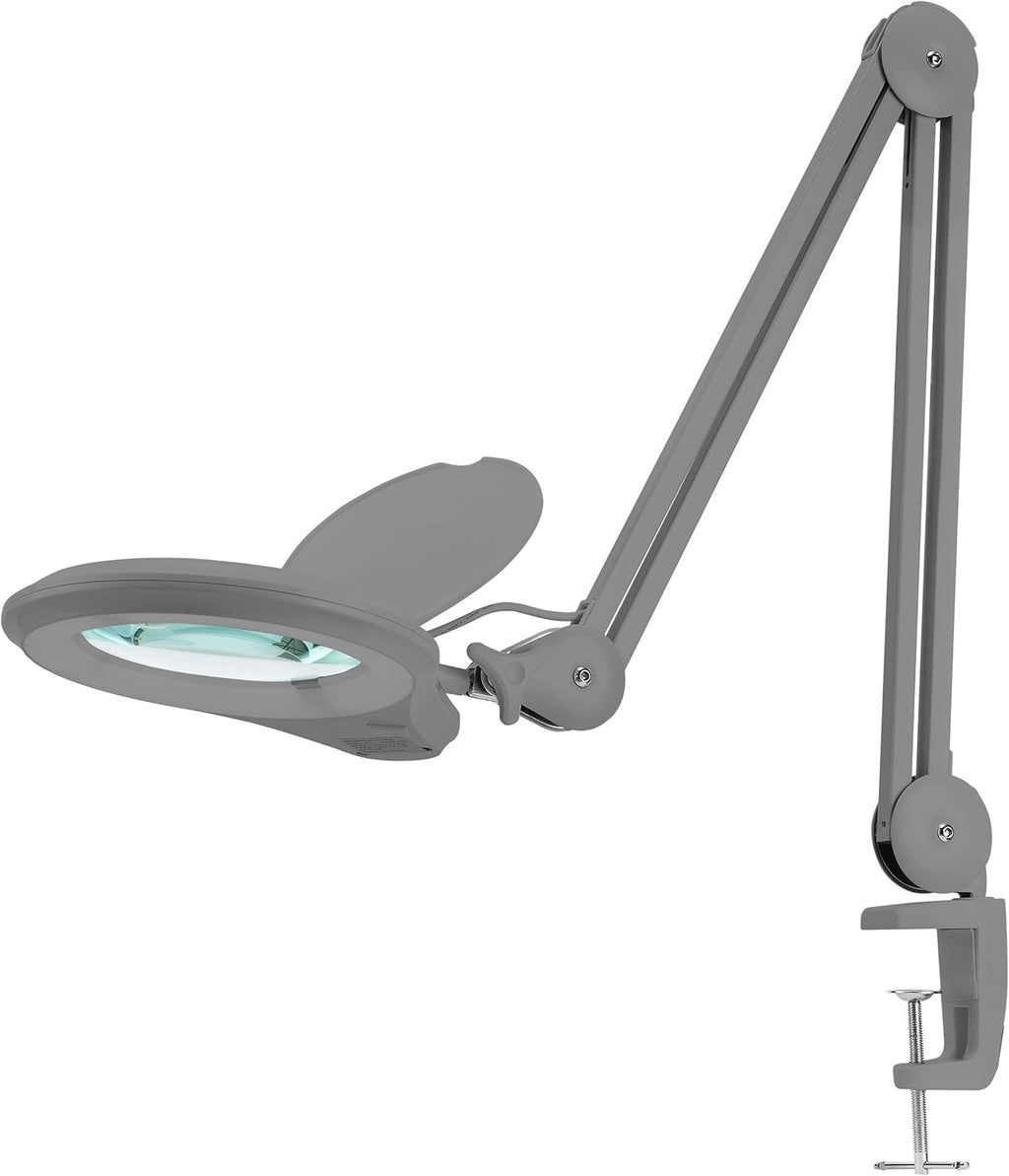1,200 Lumens Super LED Magnifying Lamp with Clamp, 5 Diopter, Dimmable, 5 Inches Lens, White O686