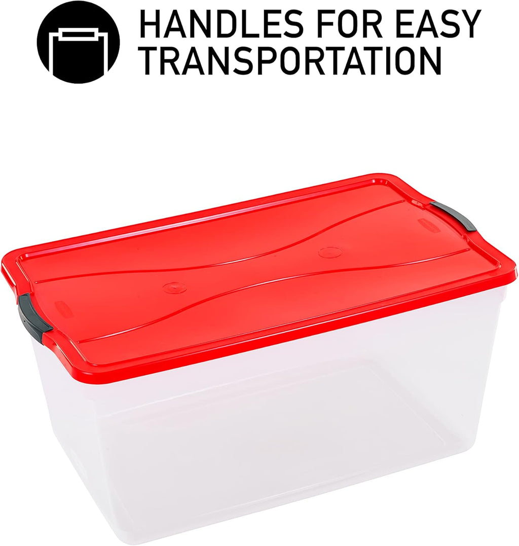 Clear 71 QT Pack of 4 Stackable Storage Containers with Lids L748