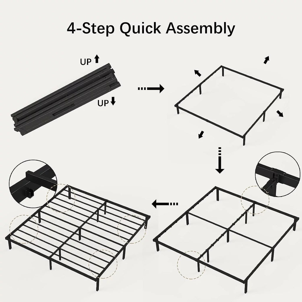 King Size Black Metal Platform Bed Frame N689218