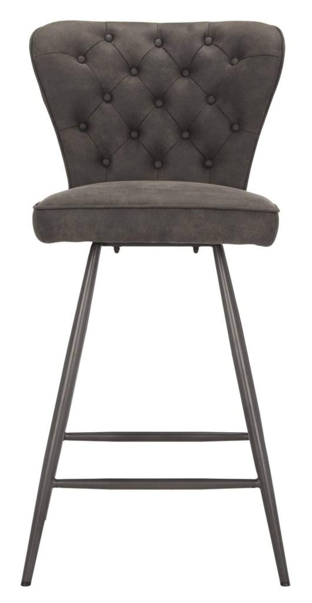 Camel Leather Tufted Swivel Counter Stool Set of 2 W122092