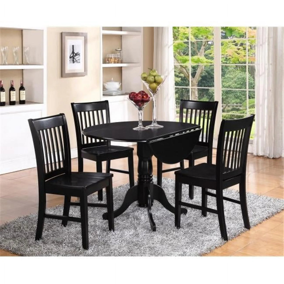5 Pc Round Kitchen Table with 2 Drop Leaves and 4 Chairs O27842