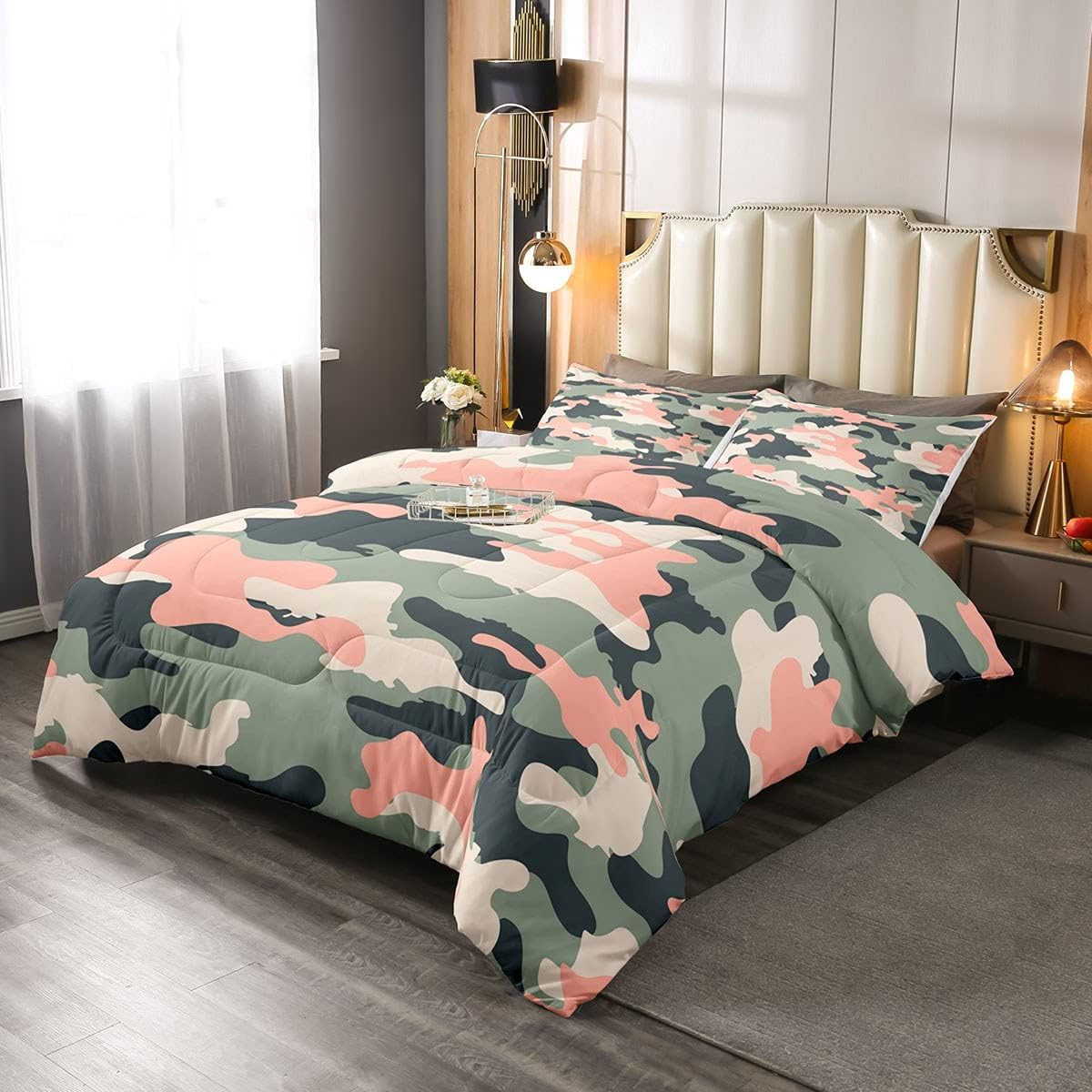 Purple Black Red Camouflage Comforter Set P1752
