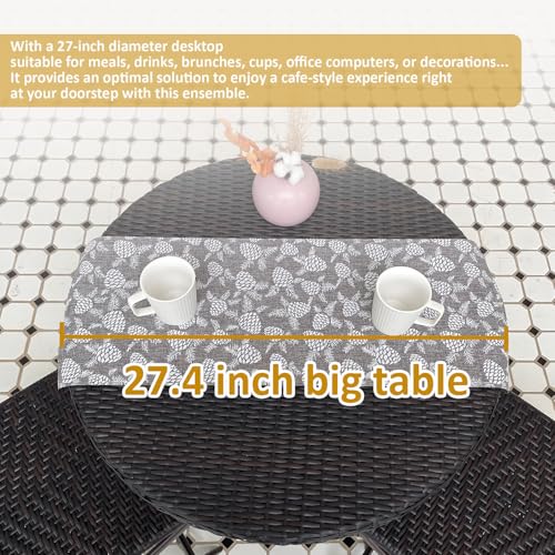 3 Pieces PE Wicker Rattan Folding Bistro Set V45002