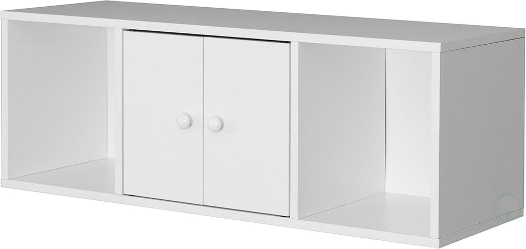 White Wall Mounted Computer Cabinet Hutch B66443