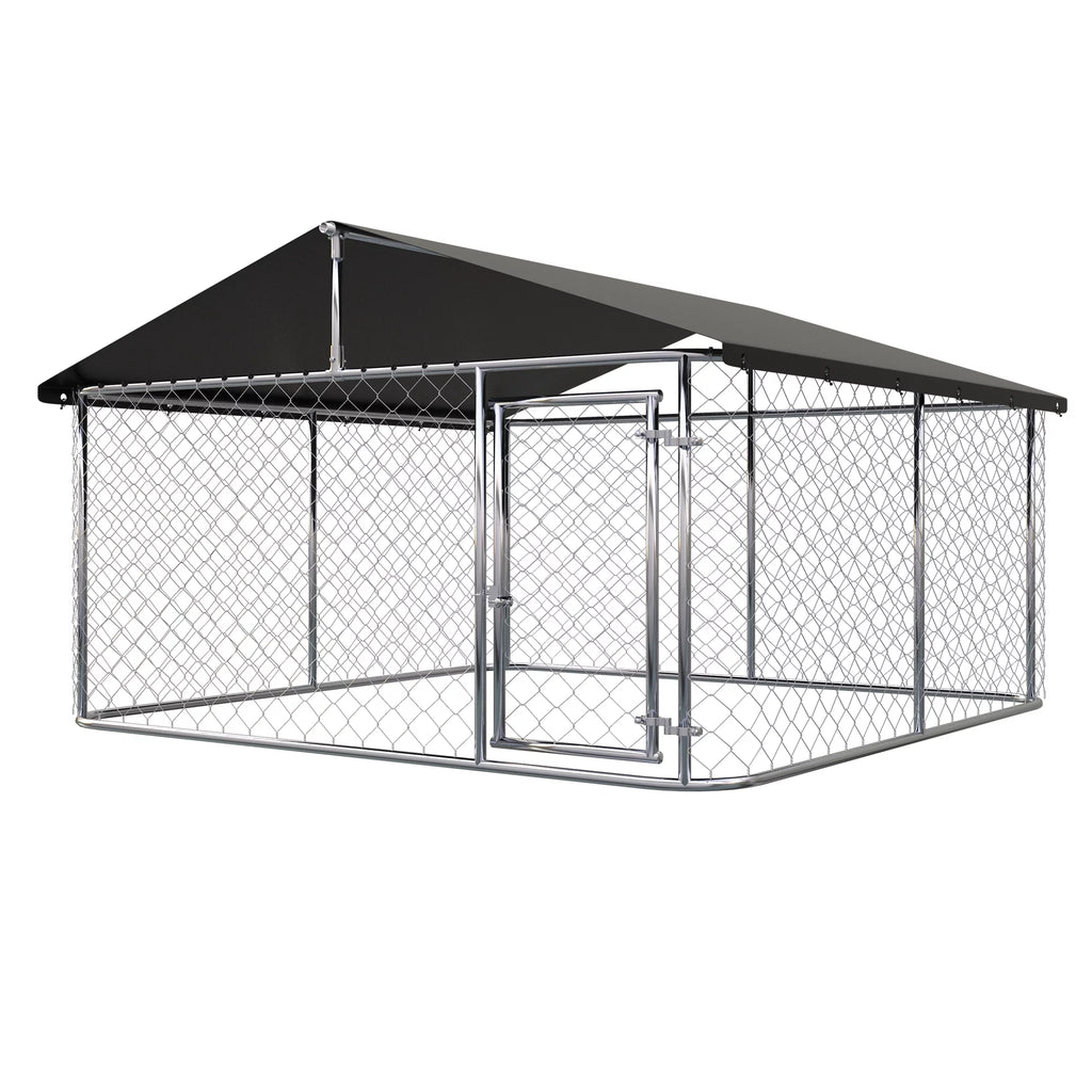 Heavy Duty Outdoor Dog Kennel with Black UV & Water Resistant Cover B15104