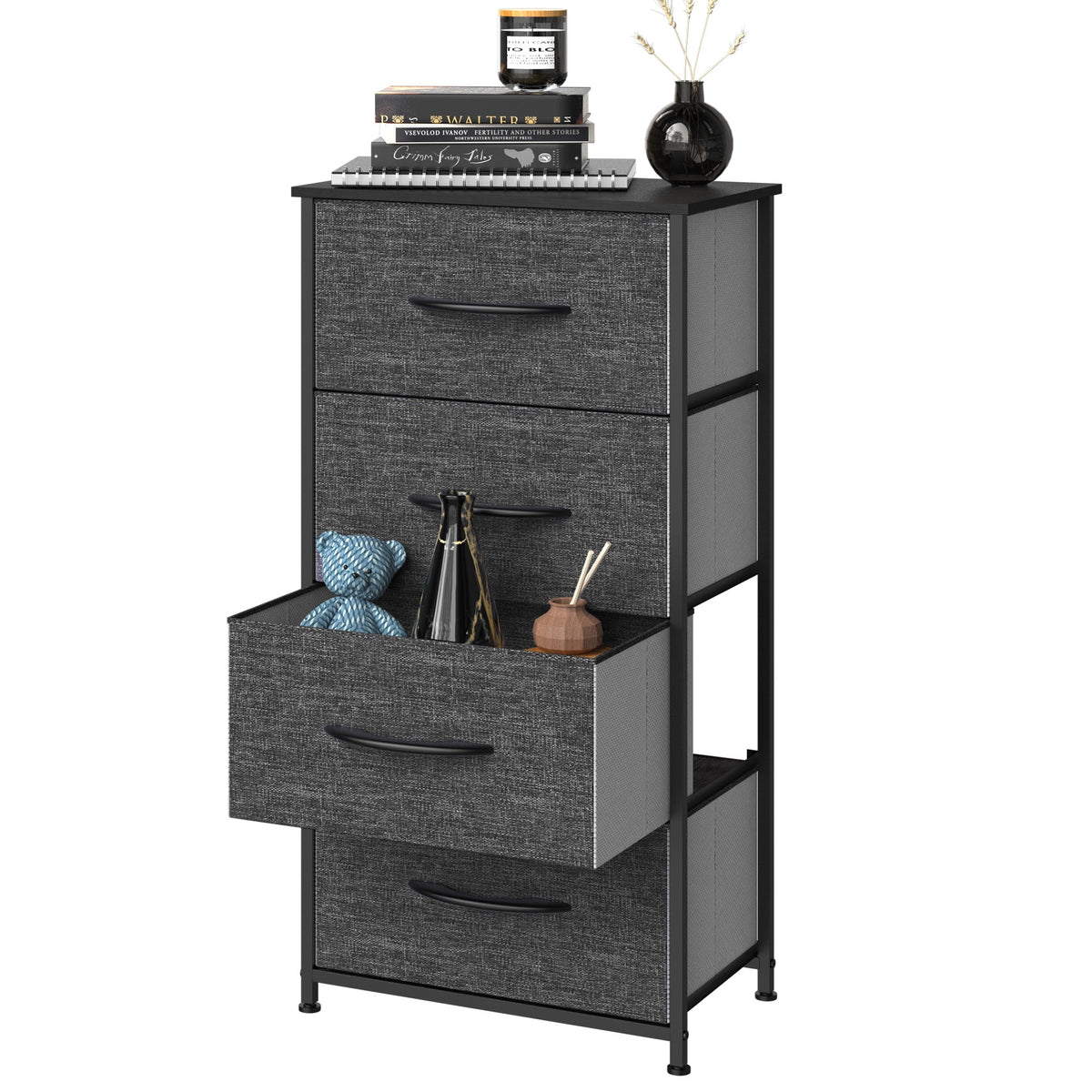 4 Drawers Black Grey Dresser S648