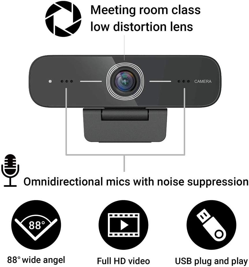 1080p Full HD Webcam with Noise Suppression, Pack of 2 F96004