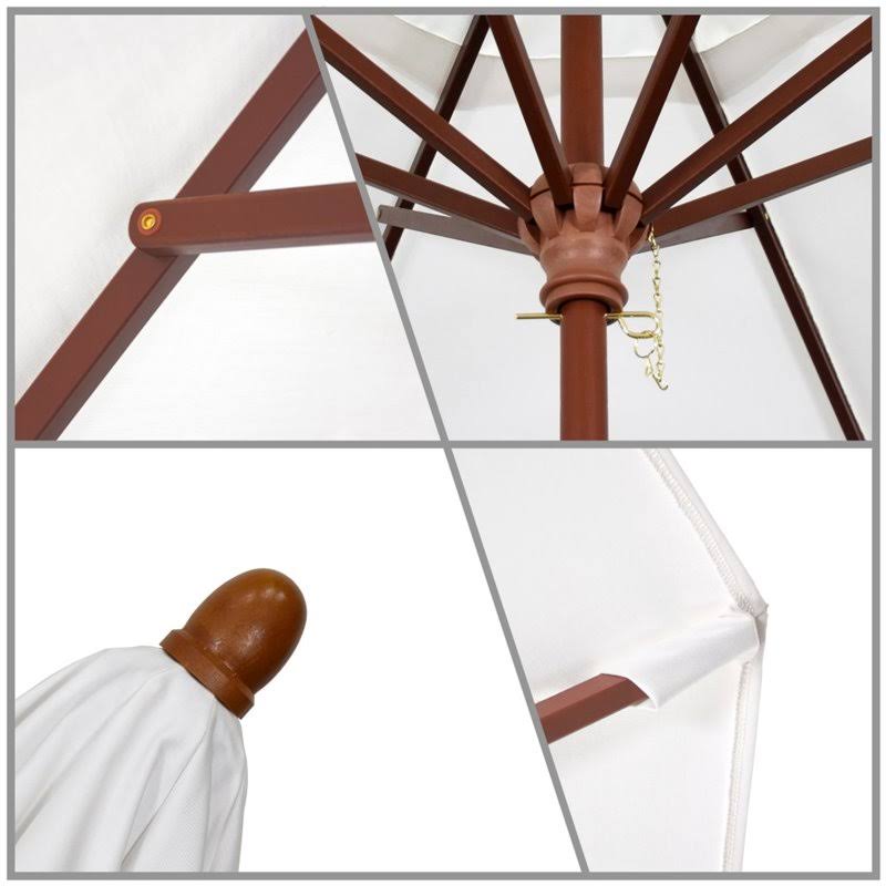 Hunter Green Olefin Wood Market Umbrella N92696