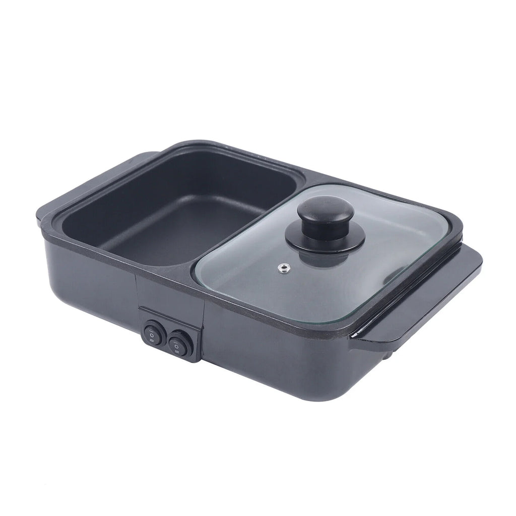 2-in-1 Electric Hot Pot BBQ Grill Smokeless Cooking Pan 1200W P420771