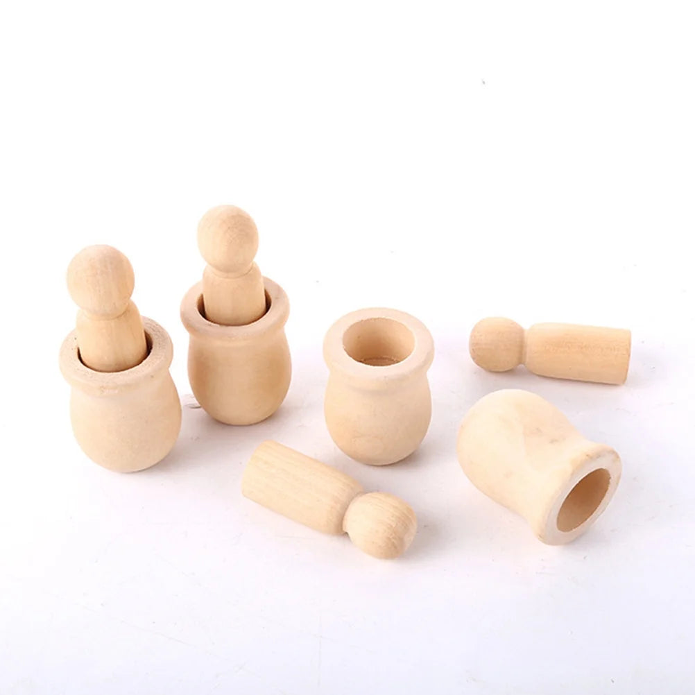 20pcs Unfinished Wood Peg Dolls with Nesting Cases K701285