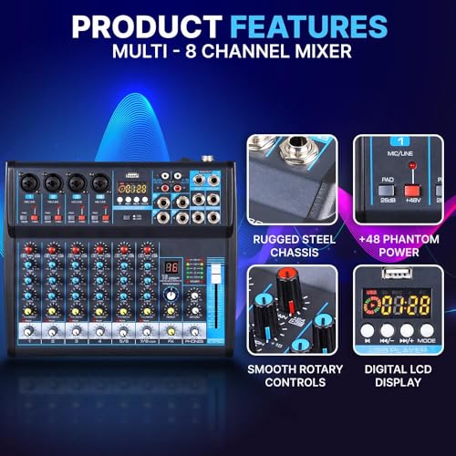 8 Channel Digital USB Bluetooth Audio Mixer I5960