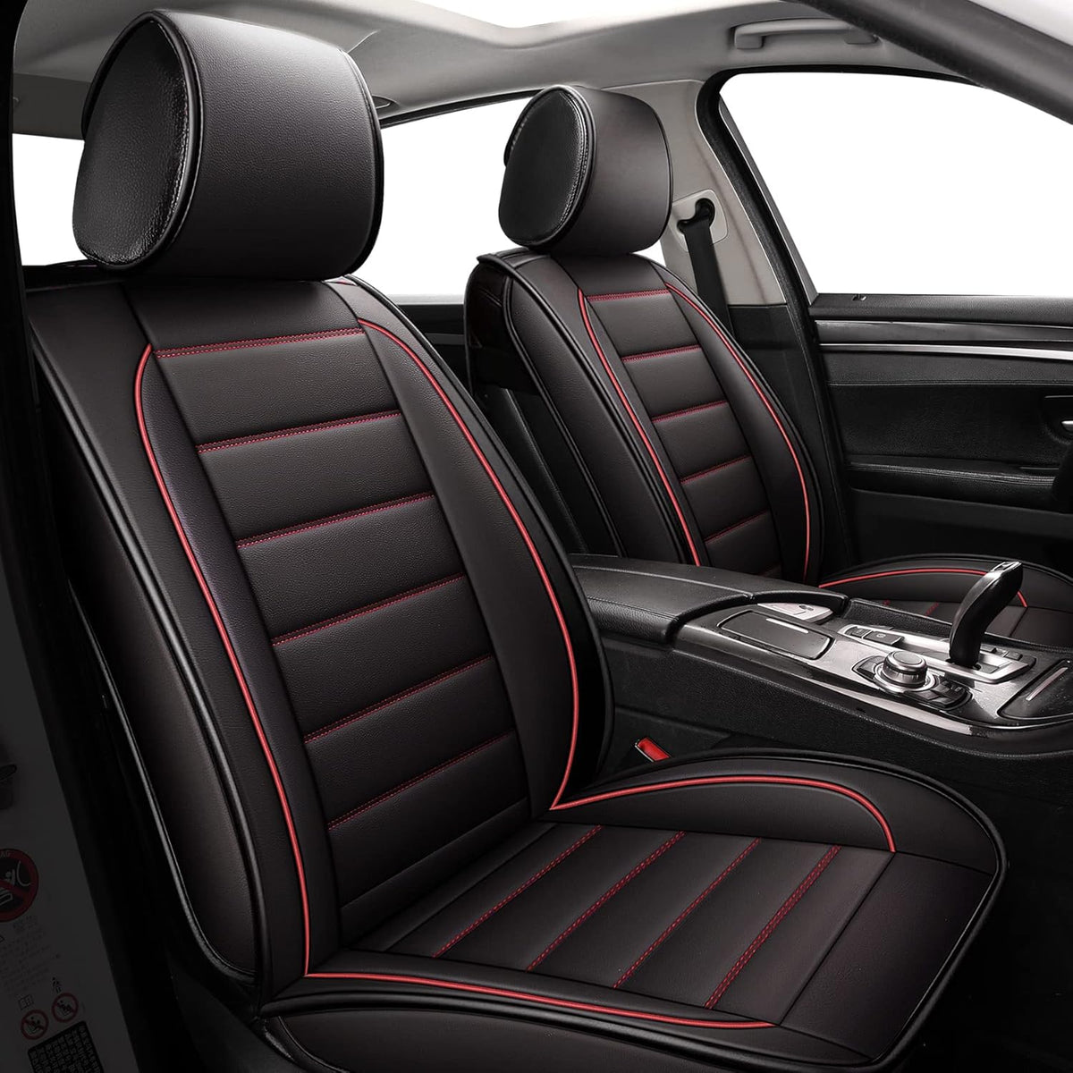 Black Full Set Faux Leather Car Seat Covers L7772
