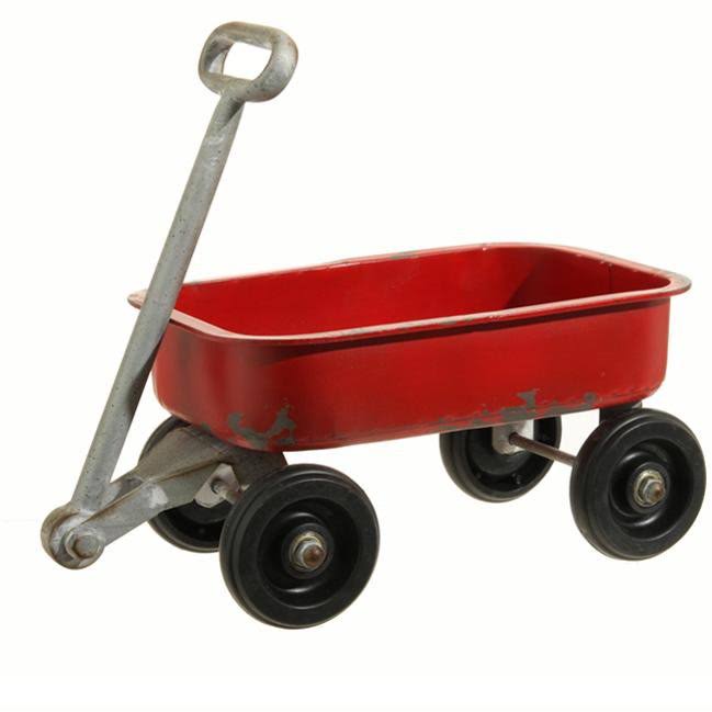 14.5x22 Rustic Red Iron Wagon Decoration P44910