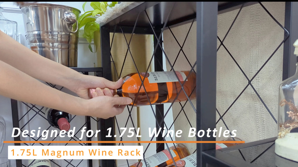 Black 34 Bottle Wine Rack Console K178175