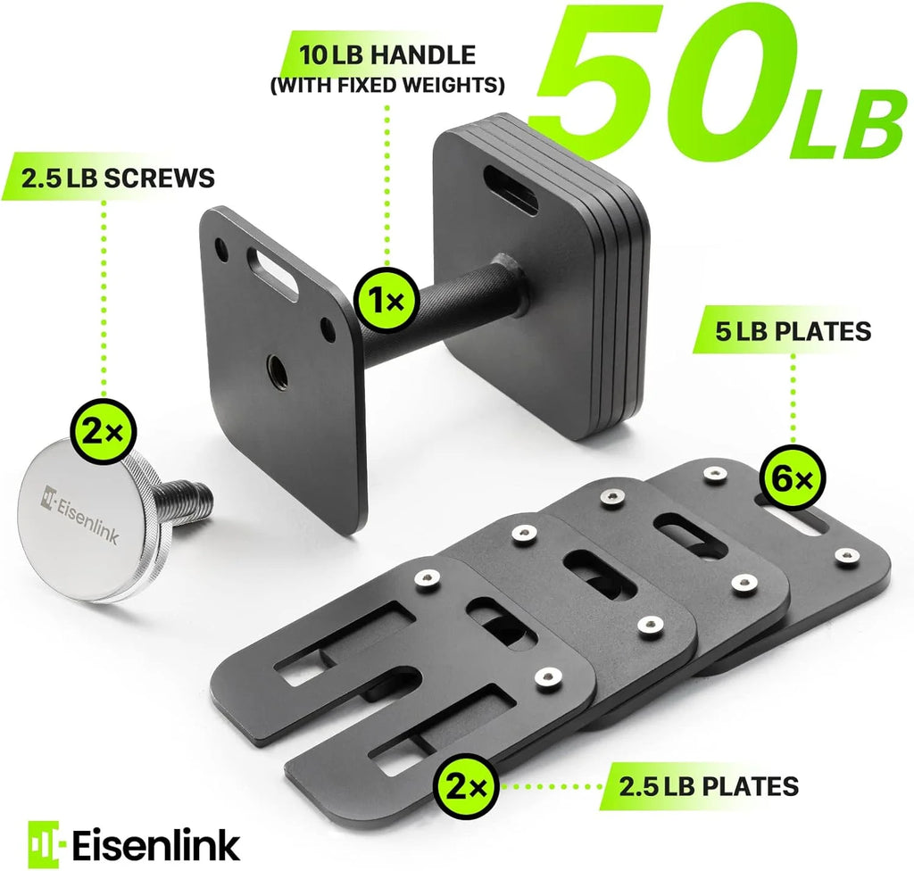 Adjustable Dumbbells 80lbs Pair 5 Pound Increments Q6247