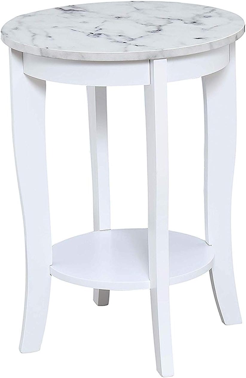 White Round End Table G3088