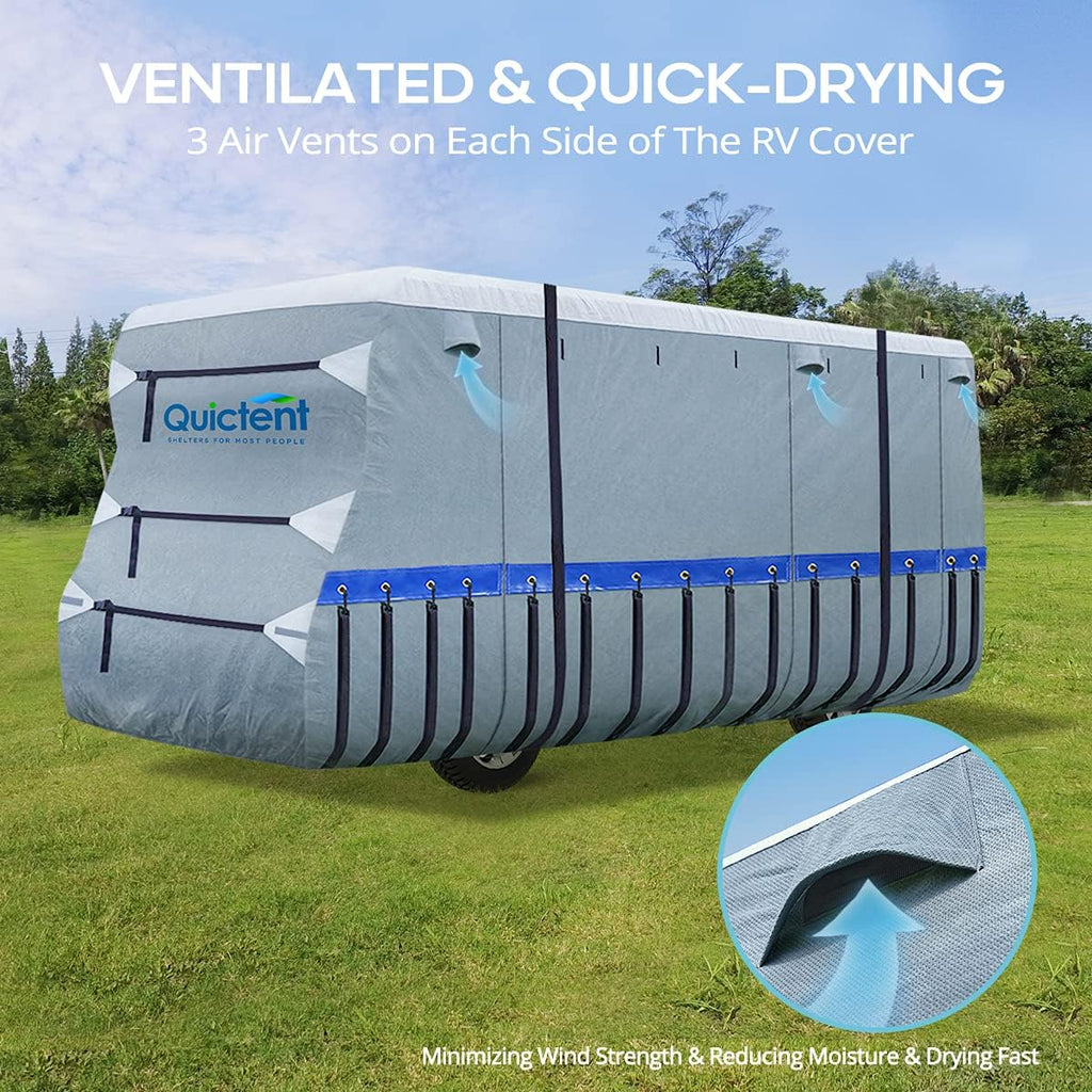 RV Cover, 6-ply Camper Cover, Fits 23-26Ft Motorhome, Breathable Waterproof Rip-Stop Anti-UV with 2 Windproof Straps, 4 Tire Covers T2544