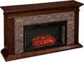White Faux Stacked Stone Electric Fireplace Z1375