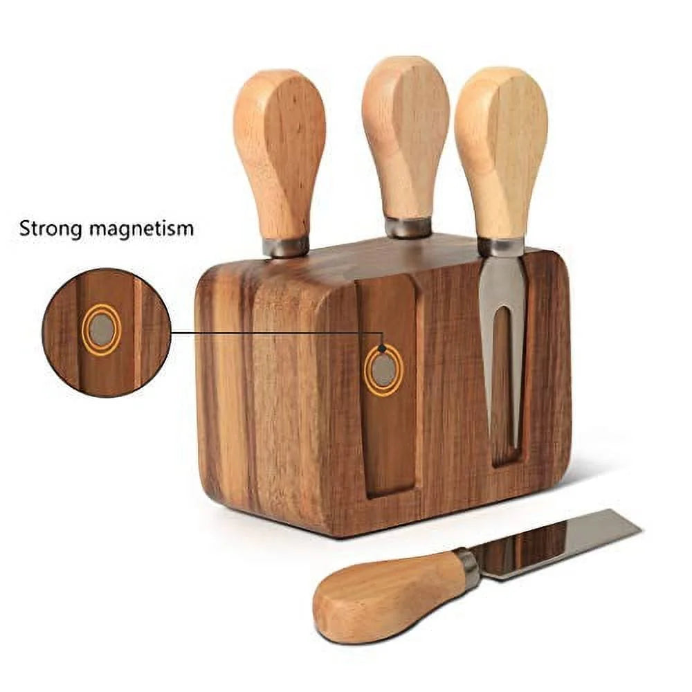 Cheese Knife Block Set with Wooden Handle V243583