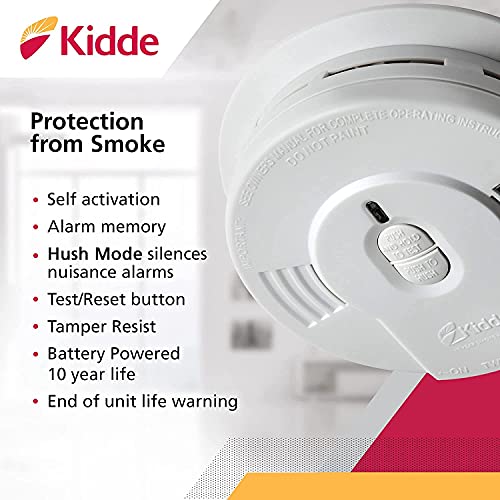10-Year Battery Powered Smoke Detector with LED Warning Light O927572