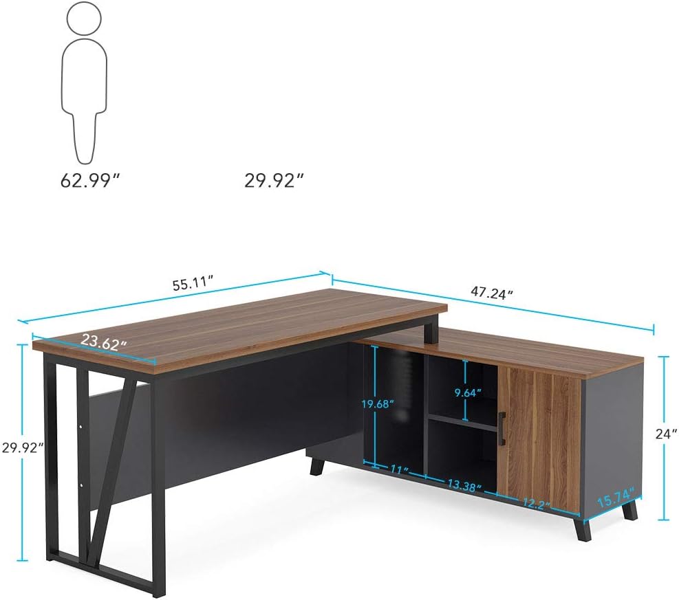 L-Shaped Desk with File Cabinet Storage O93545
