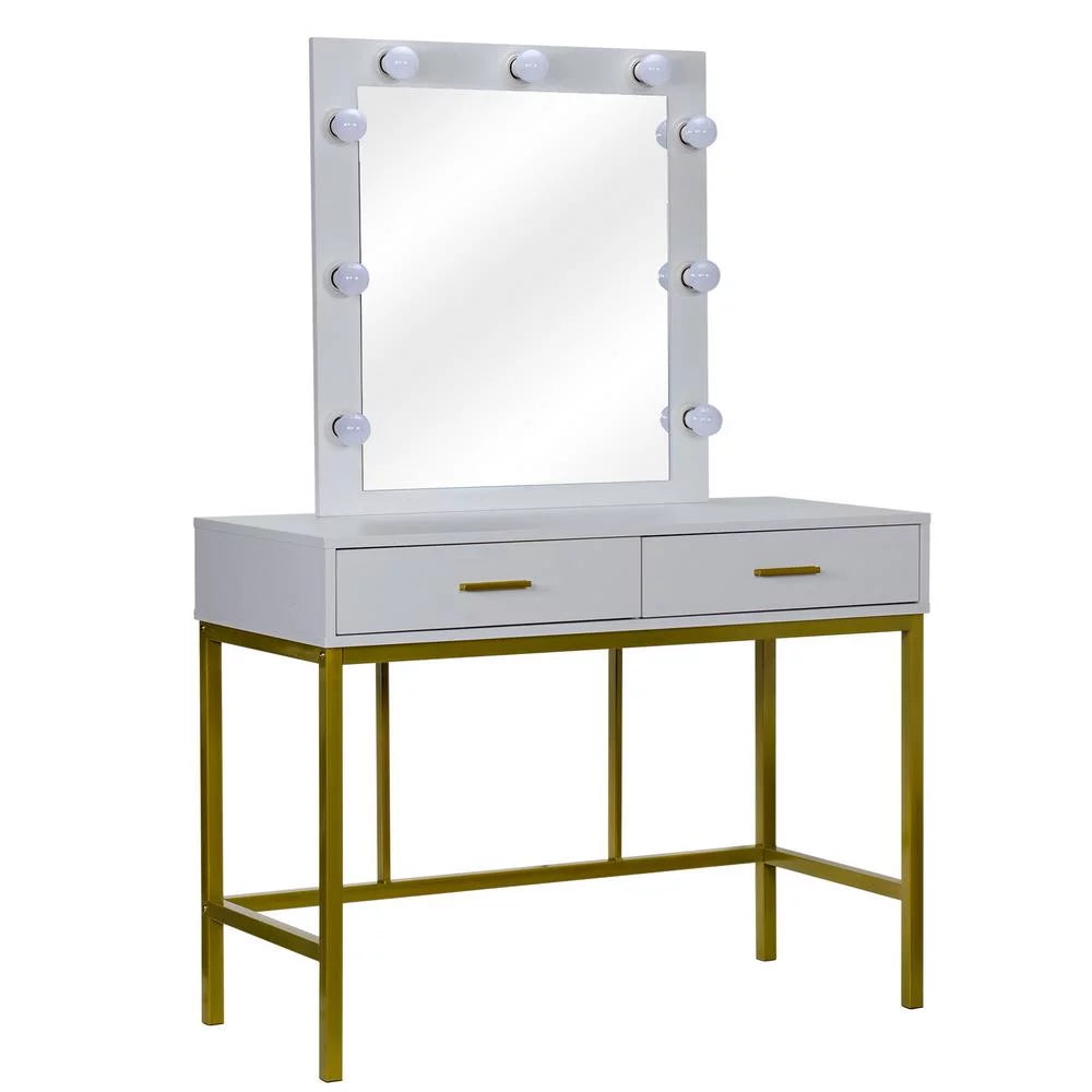 White Vanity Makeup Table Set with LED Lights Mirror & Drawer E8825
