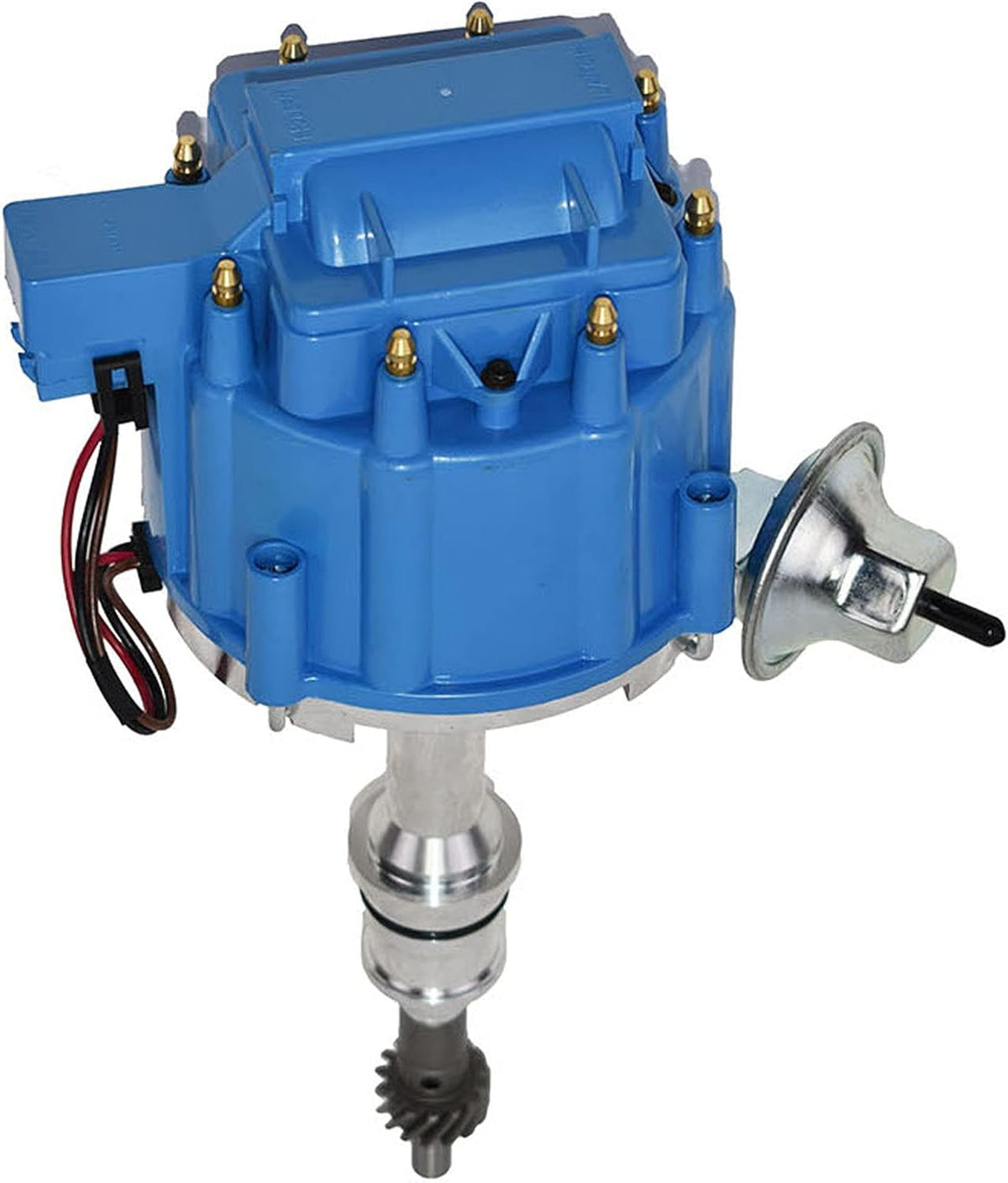HEI Distributor 65K Volt Blue Cap 8mm Silicone Spark Plug Wires and Pigtail Wiring Harness Kit U791
