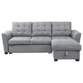 Light Gray Fabric Sleeper Sectional Sofa with Reversible Storage Chaise C1589
