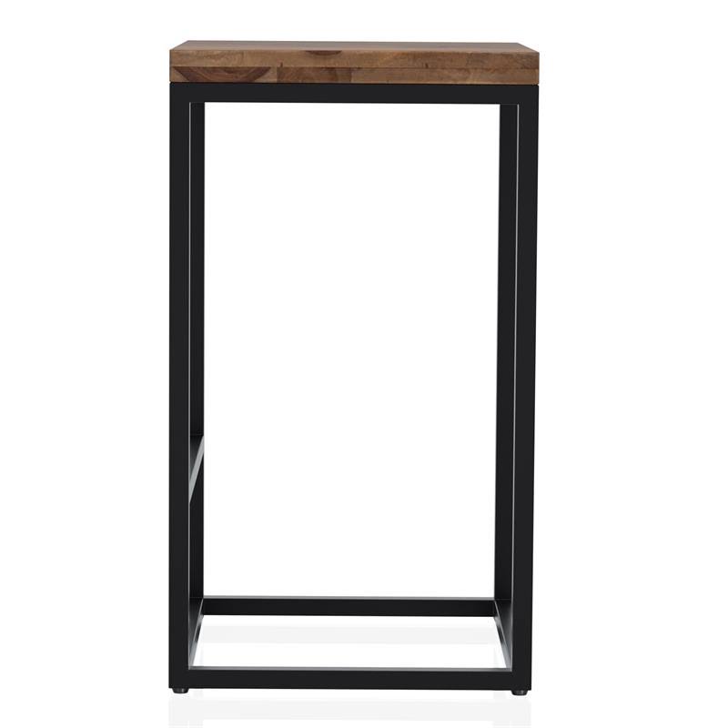 Rustic Metal Square Barstool in Natural Oak X9101