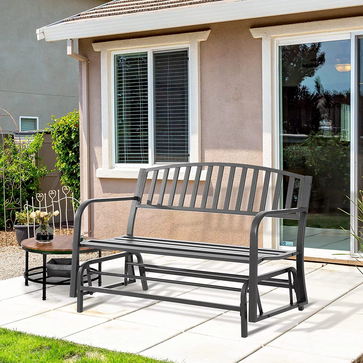 Black Patio Glider Bench R79948