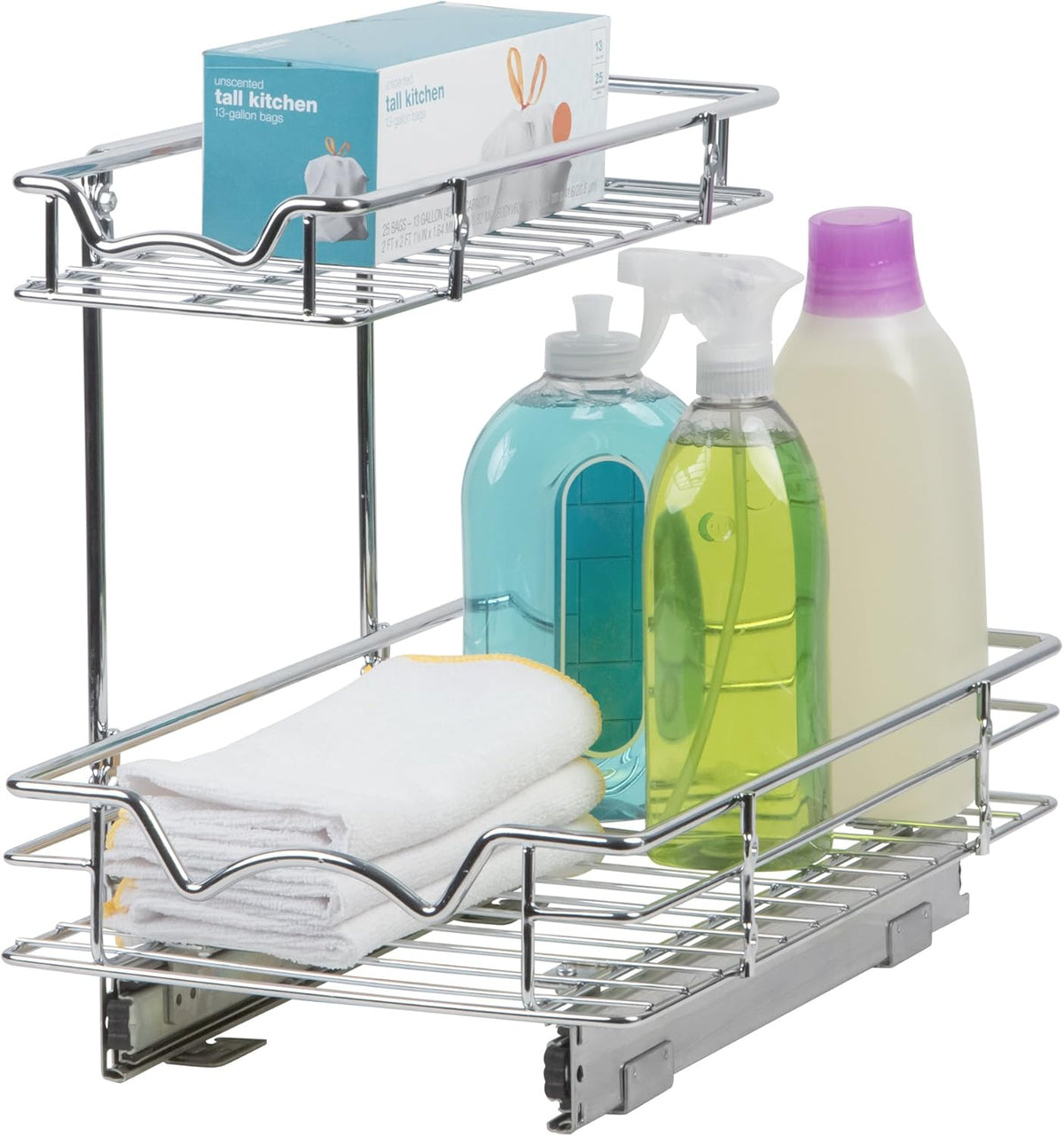 Under Sink Pull-Out Sliding Shelf Organizer, Chrome S723394