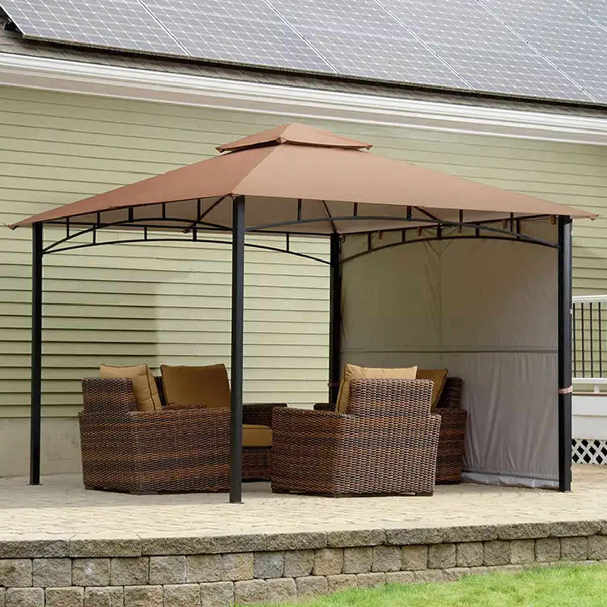 Redwood Gazebo with Retractable Awning B29479