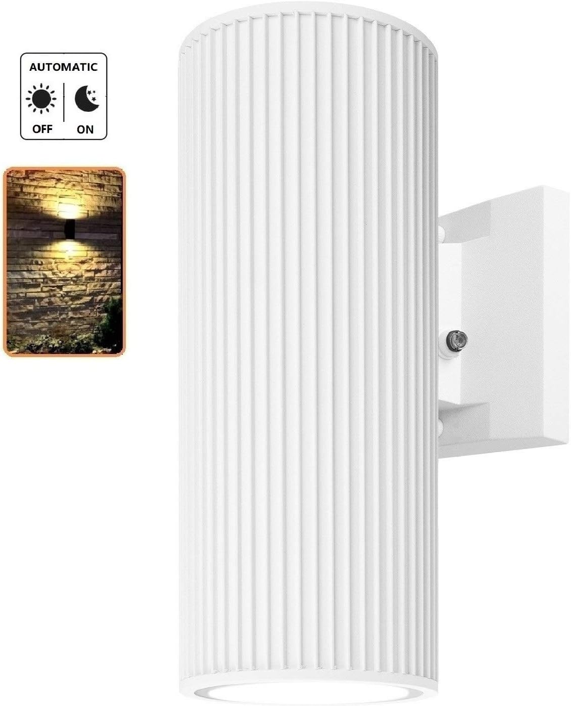 Dusk to Dawn Sensor Outdoor Wall Sconce, Die-Casting Aluminum Waterproof Wall Mount Cylinder Design Light Fixture Y689788
