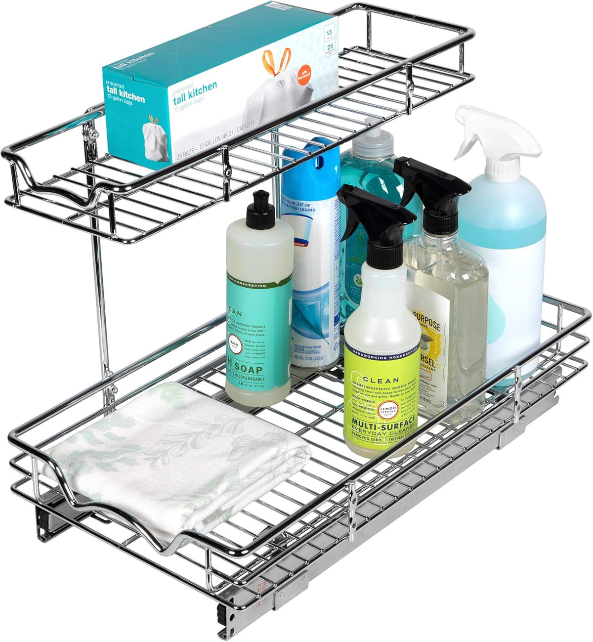 Under Sink Pull-Out Sliding Shelf Organizer, Chrome S723394